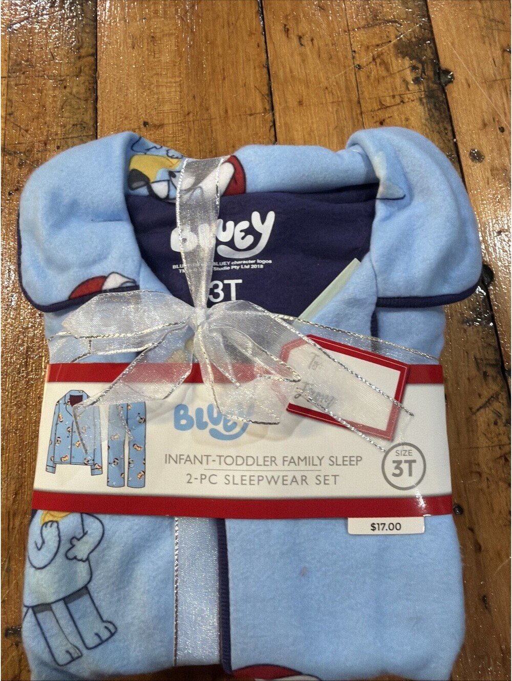 Bluey Christmas Family Sleep Flannel Pajamas Size 3T Santa Hat